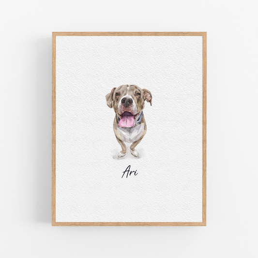 Custom Mini Watercolor Pet Portrait, Tiny Dog Portrait From Photo, Personalised Dog memorial Gift on Framed, Pet Painting