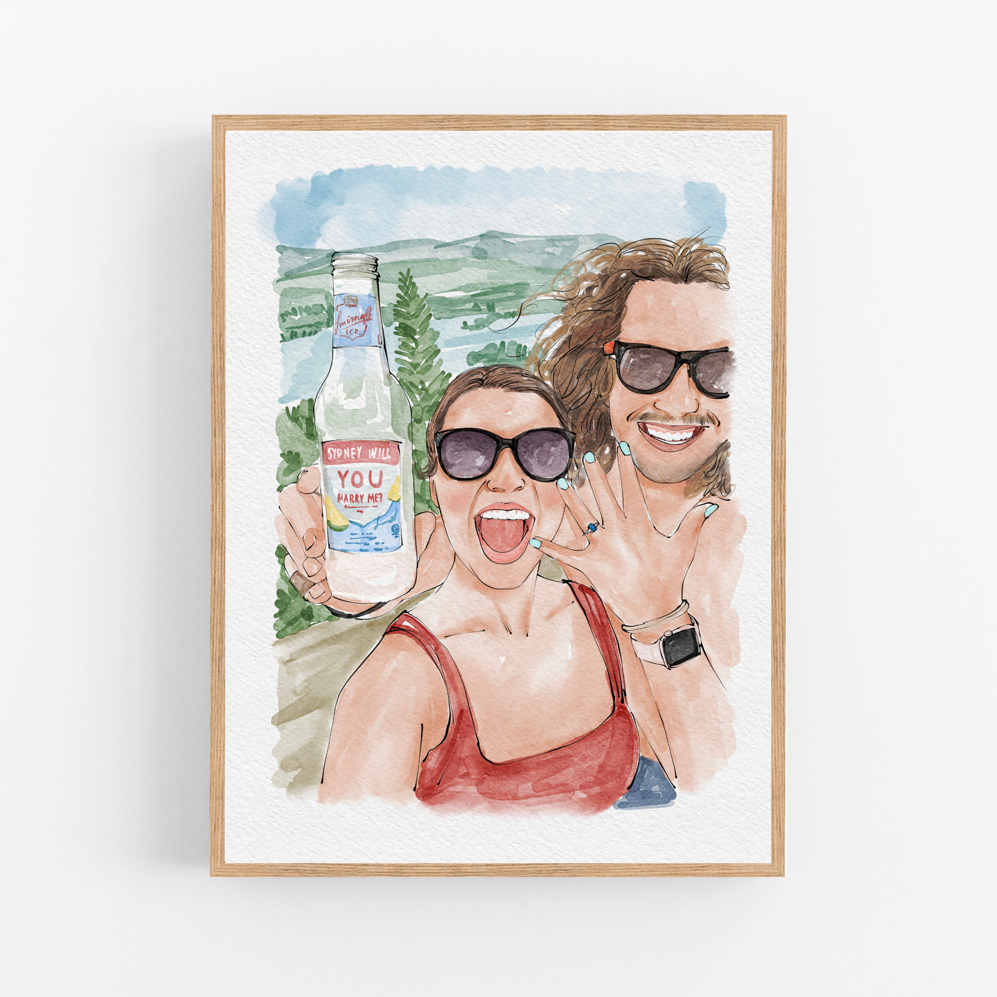 Custom Watercolour Family Portrait from Photo, Pen and Ink Drawing, Gifts For The Couple, Anniversary Gift, Proposal Gift