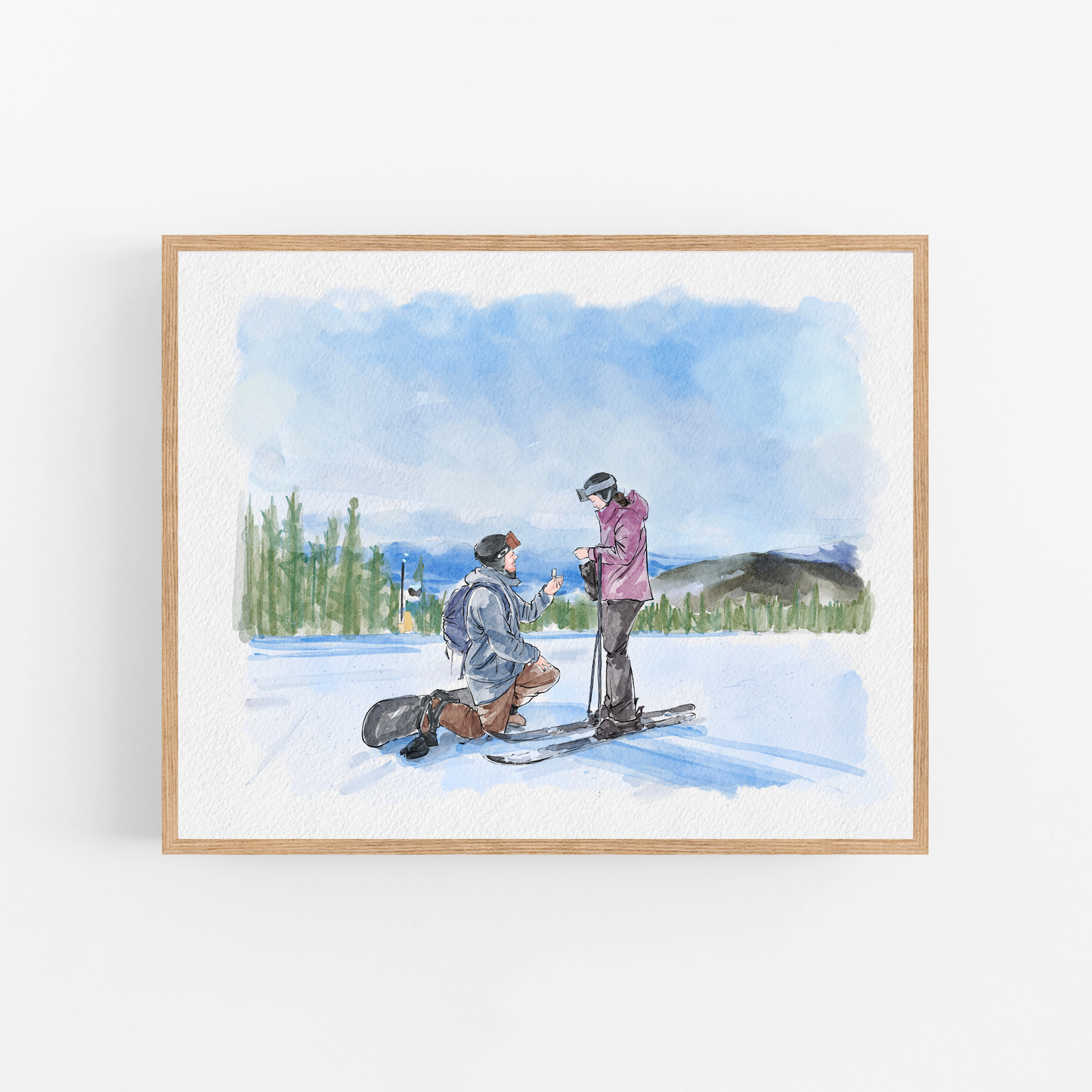 Custom Watercolour Family Portrait from Photo, Pen and Ink Drawing, Gifts For The Couple, Anniversary Gift, Proposal Gift