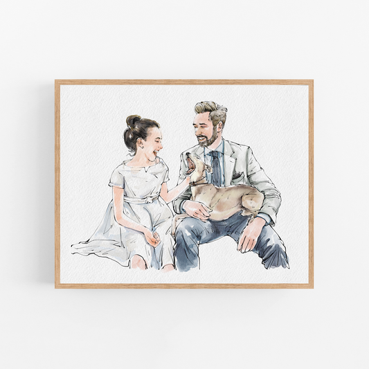 Custom Watercolor Painting From Photo, Engagement Gifts for Couple Unique, Personalised Engagement, Wedding Anniversary Gifts