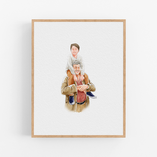 Personalisiertes Aquarell vom Foto, handgezeichnetes gesichtsloses Portrait, individuelles Familiengeschenk, Geschenk für Mama/Papa, personalisiertes Geschenk
