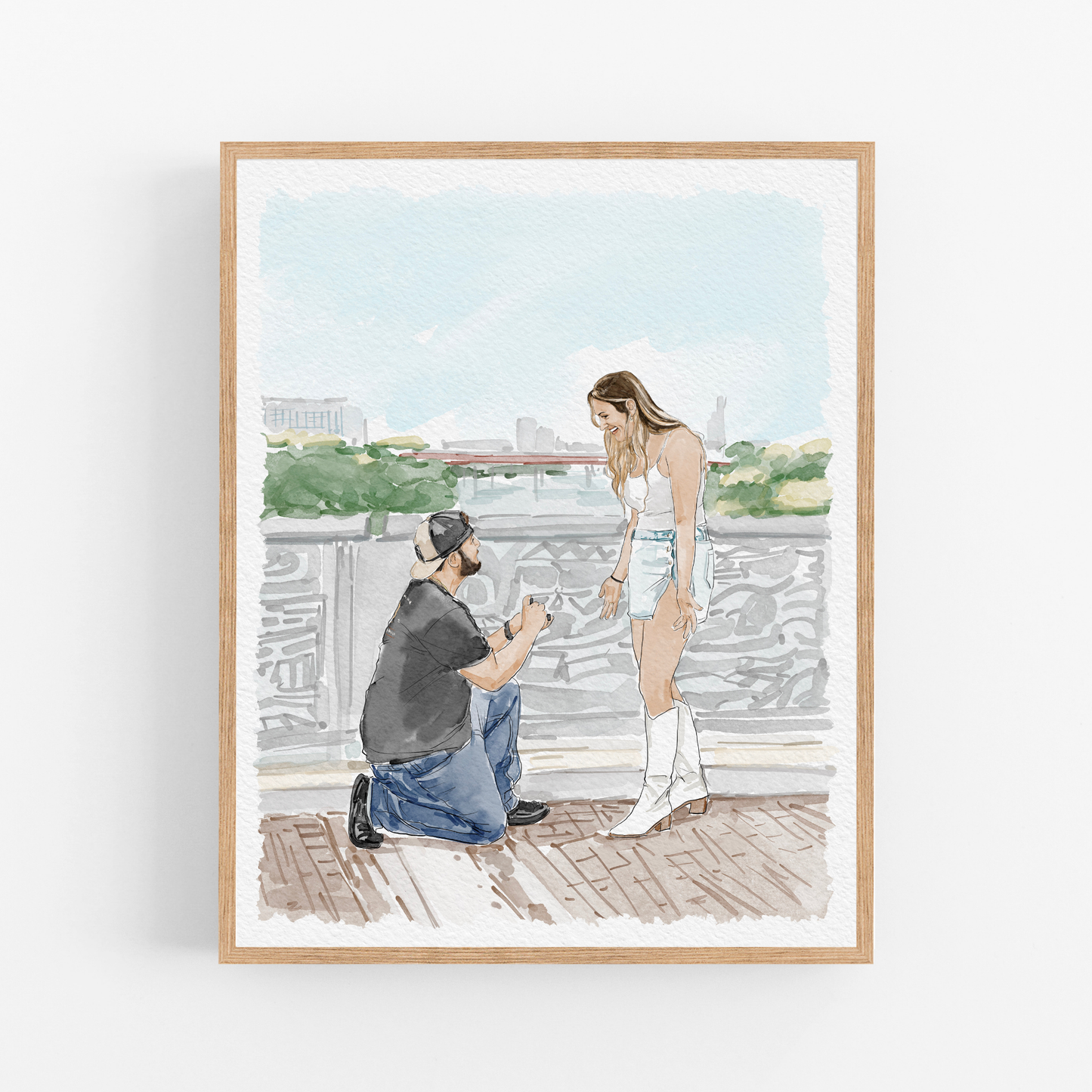 Custom Watercolour Family Portrait from Photo, Pen and Ink Drawing, Gifts For The Couple, Anniversary Gift, Proposal Gift
