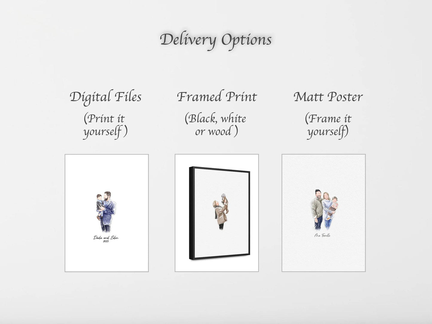 Personalized Watercolor Drawing, Minimal Portrait from photo, Family Portrait, Couples Portrait, Anniversary Gift, Christmas Gift