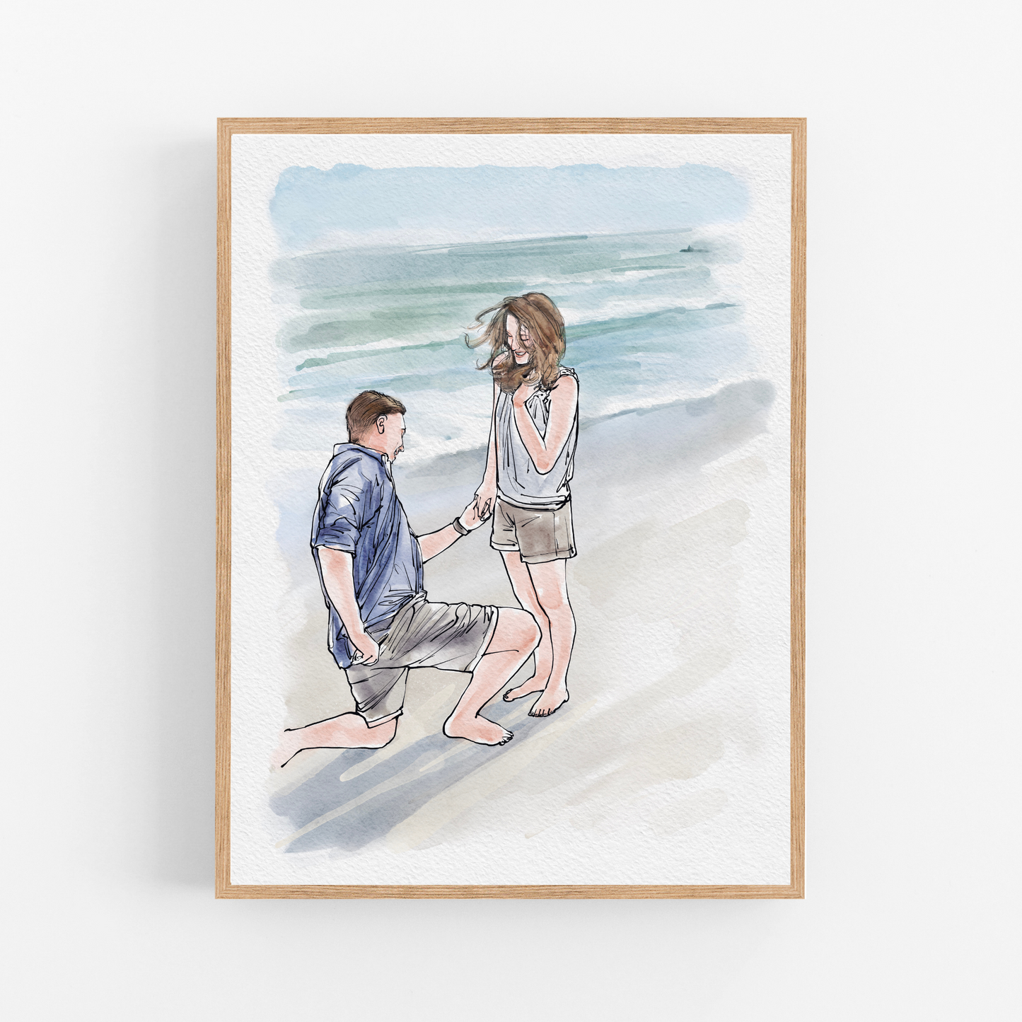 Custom Watercolour Family Portrait from Photo, Pen and Ink Drawing, Gifts For The Couple, Anniversary Gift, Proposal Gift