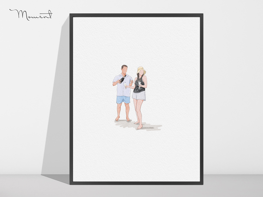 Custom Mini Portrait, Watercolor Family Portrait from Photo, Personalized Anniversary Gift, Minimalist Wall Art, Family Gifts