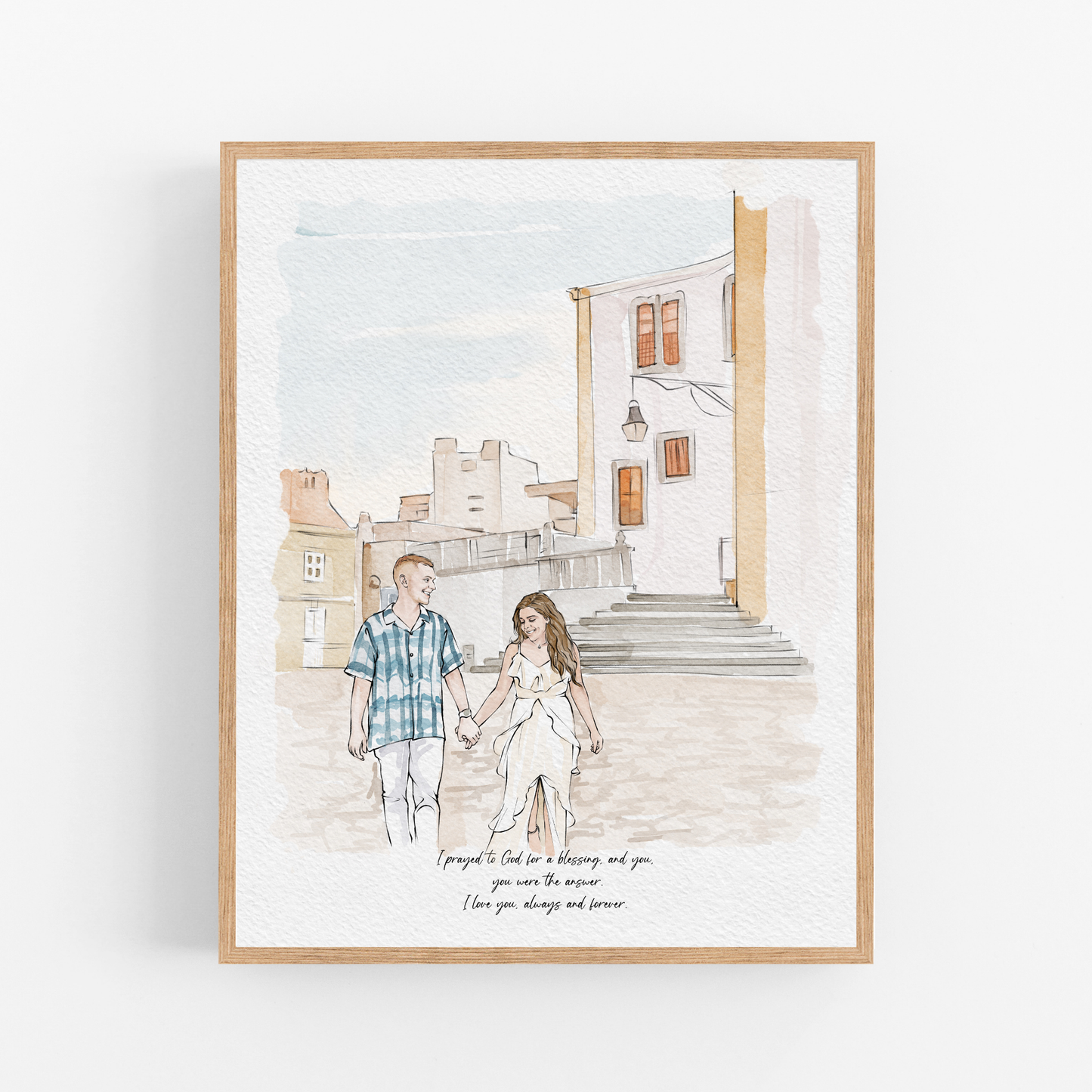 Watercolour Line People Portrait, Pen and Ink Drawing, Gifts For The Couple, Personalised Art, Custom family portrait