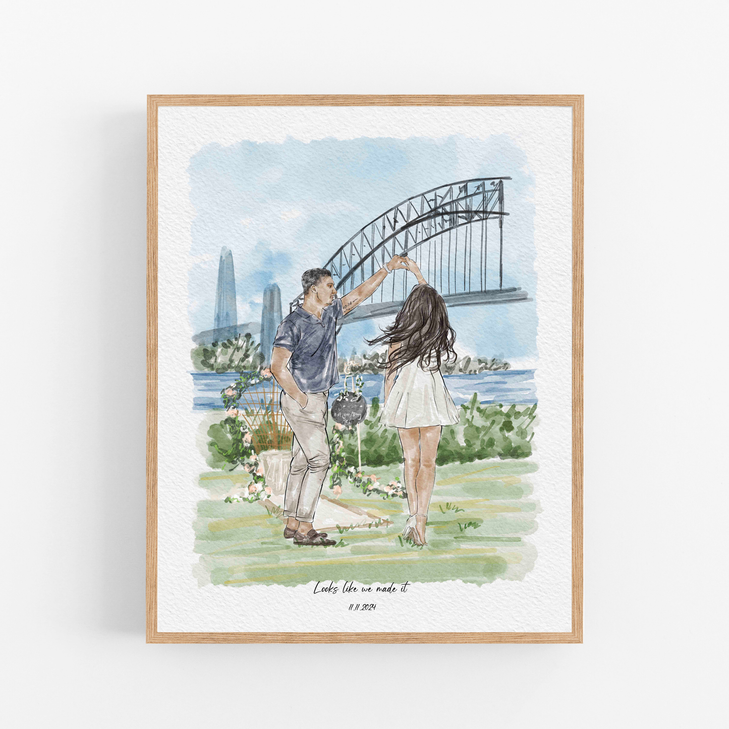 Watercolour Line People Portrait, Pen and Ink Drawing, Gifts For The Couple, Personalised Art, Custom family portrait