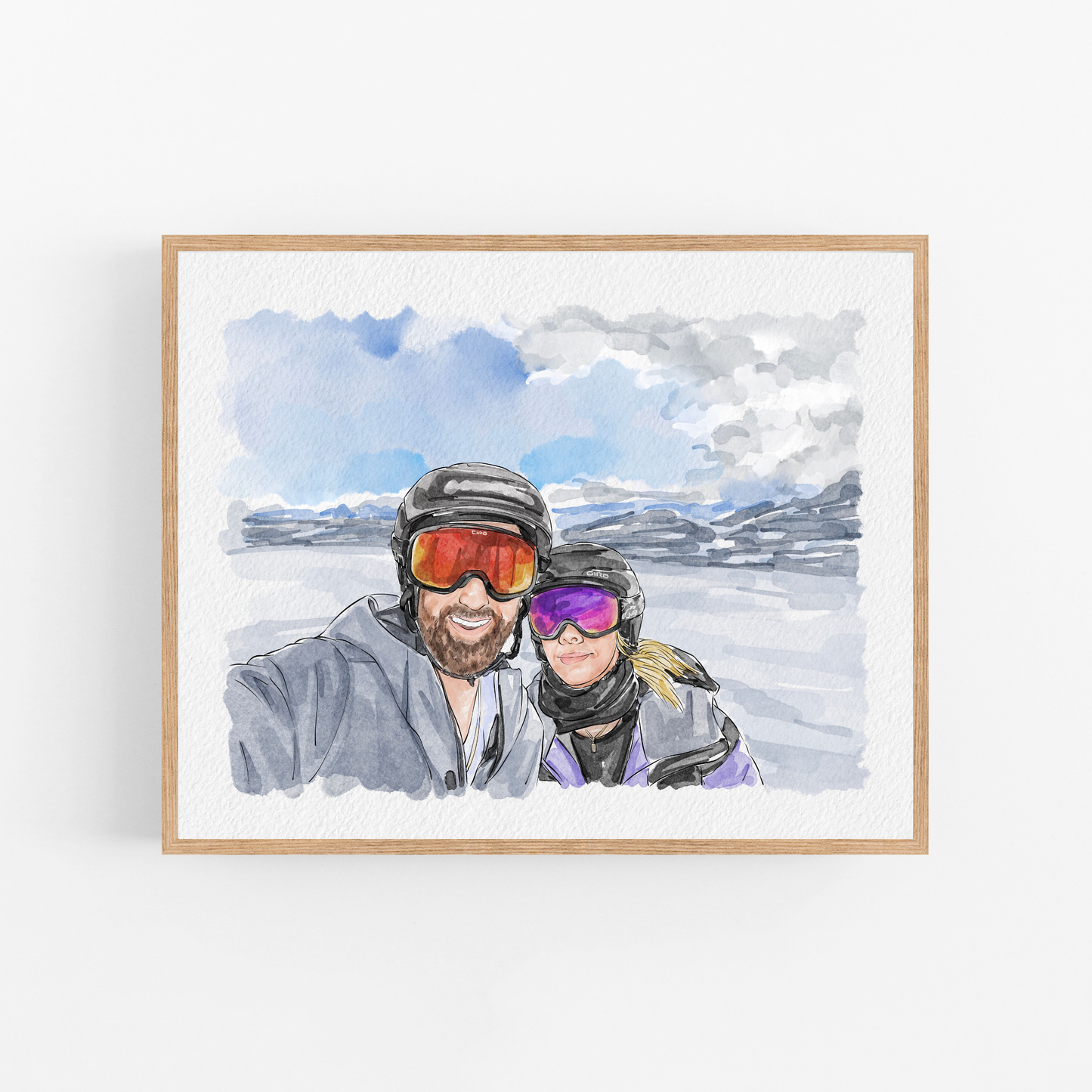 Watercolour Line People Portrait, Pen and Ink Drawing, Gifts For The Couple, Personalised Art, Custom family portrait