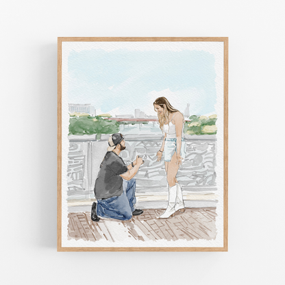 Custom Watercolour Family Portrait from Photo, Pen and Ink Drawing, Gifts For The Couple, Anniversary Gift, Proposal Gift