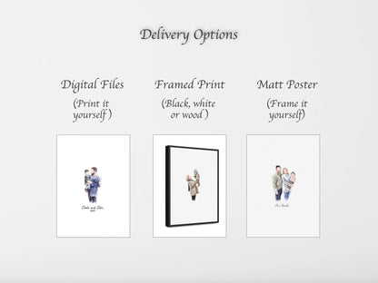 Personalized Watercolor Drawing, Minimal Portrait from photo, Family Portrait, Couples Portrait, Anniversary Gift, Christmas Gift